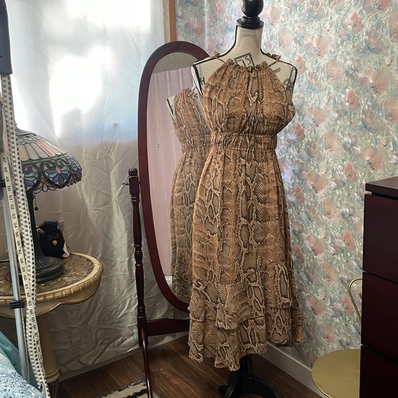 Zara Halter Snakeskin Print Dress - Picture 2 of 5